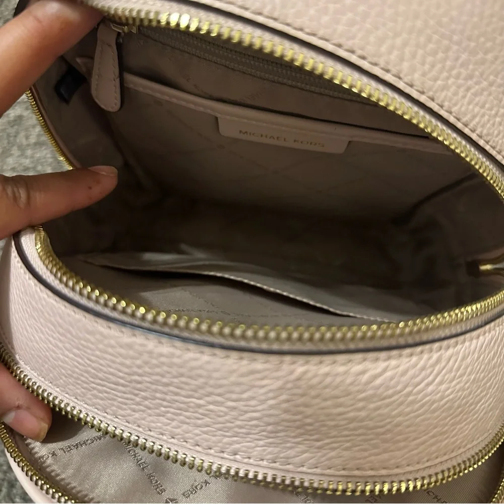 michael kors adina powder pink blush pebble leather backpack - Picture 5 of 11